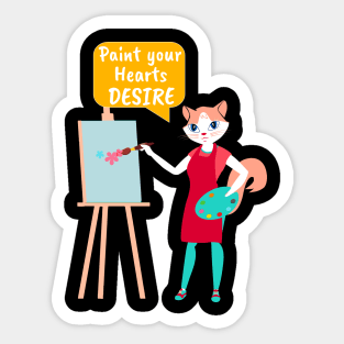 Painter Cat- Paint your Hearts Desire Sticker